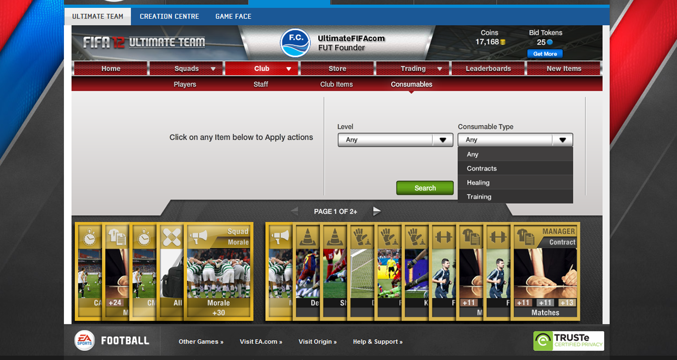 Ultimate Team Web App Screenshot : UltimateFIFA