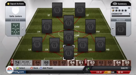 FIFA 13 Ultimate Team Squad Screenshot