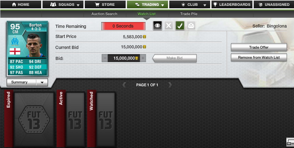 Joey Barton Ultimate Team Card Sold For 15 Million Coins