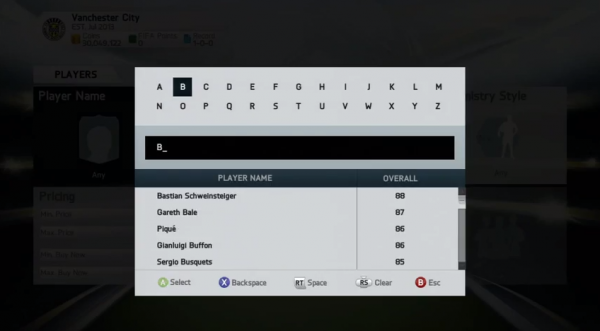 Search by name in FUT 14